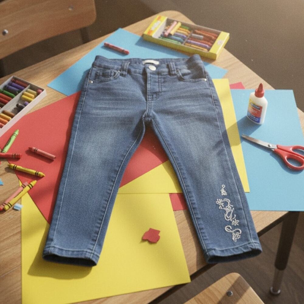 Jessica Simpson Floral Embroidered Skinny Jeans Blue Baby Toddler Girl 24M